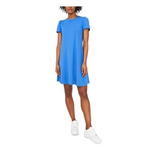 RILEY&RAE Blue Stretch Pouf Sleeve Above The Knee Dress M